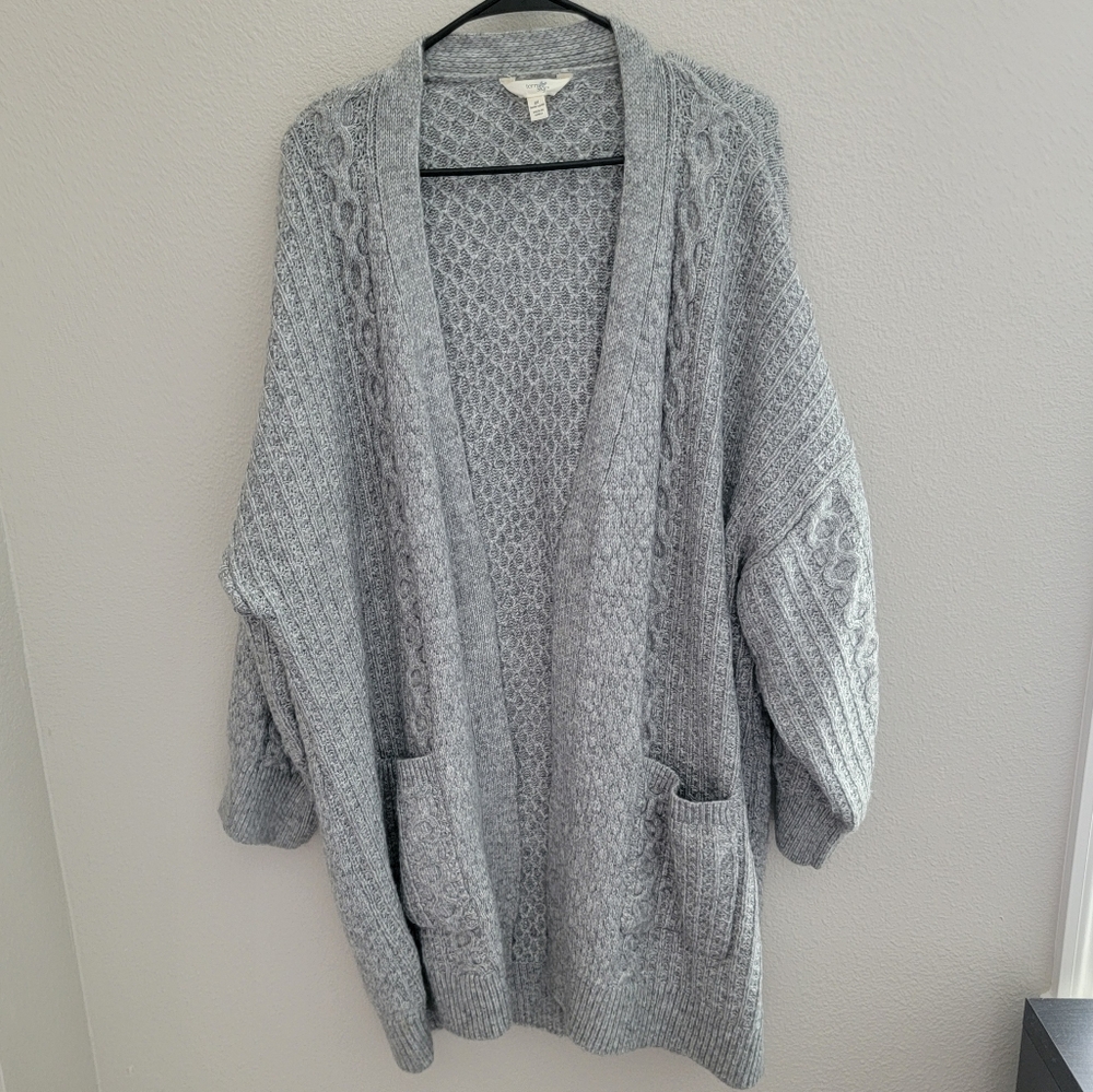 Cozy Warm Knitted Grey Cardigan Sweater